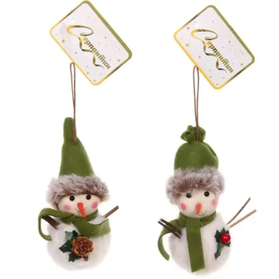 Подвеска «Снеговичок в наряде» 10 см (в ассортименте), Зеленый
