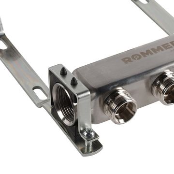 Коллектор Rommer 1"x3/4" на 3 контура для радиаторной разводки (нерж. сталь) RMS-4401-000003