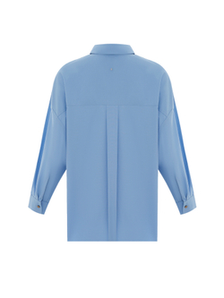 Рубашка свободного кроя из хлопка голубой