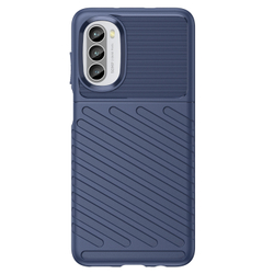 Чехол синего цвета с рельефной фактурой для Motorola Moto G52, мягкий отклик кнопок, серия Onyx от Caseport