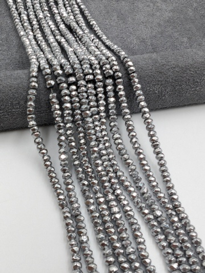 Гематит рондель 3*2мм, темное серебро