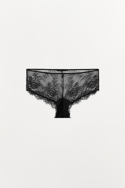ZARA КРУЖЕВНЫЕ ТРУСЫ-ШОРТЫ, ЧЕРНЫЙ