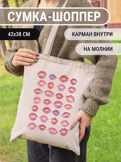 Сумка шоппер женская аниме тканевая через плечо с принтом