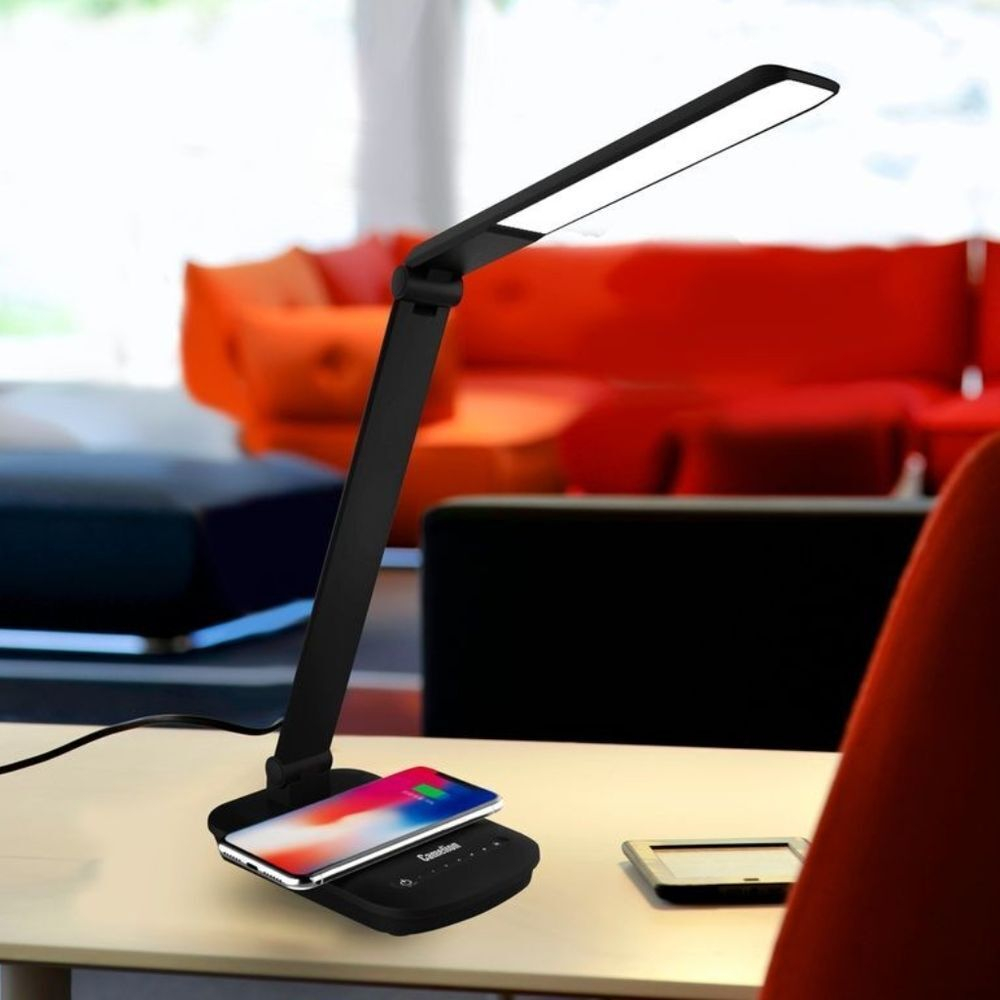 Светильник настольный 16 Вт, с беспроводной зарядкой, черный, Camelion, KD-825 C02, 14162