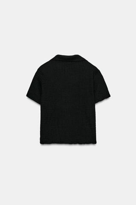 ZARA УКОРОЧЕННЫЙ ЖАКЕТ ИЗ РЕЛЬЕФНОЙ ТКАНИ, ЧЕРНЫЙ