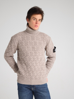 Свитер с патчем Город Горький серый бежевый