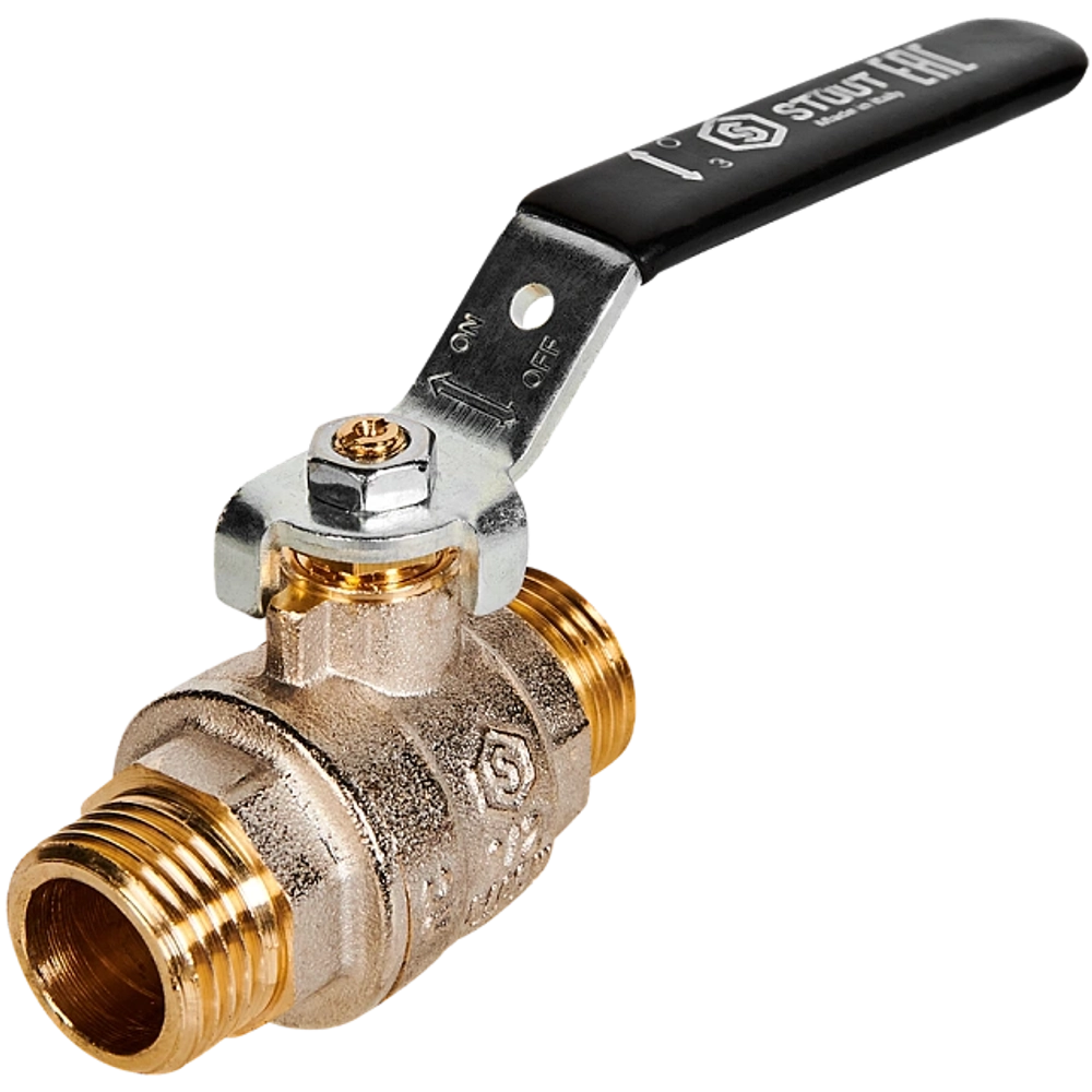 STOUT Кран шаровой полнопроходной, НР/НР, ручка рычаг 1/2*