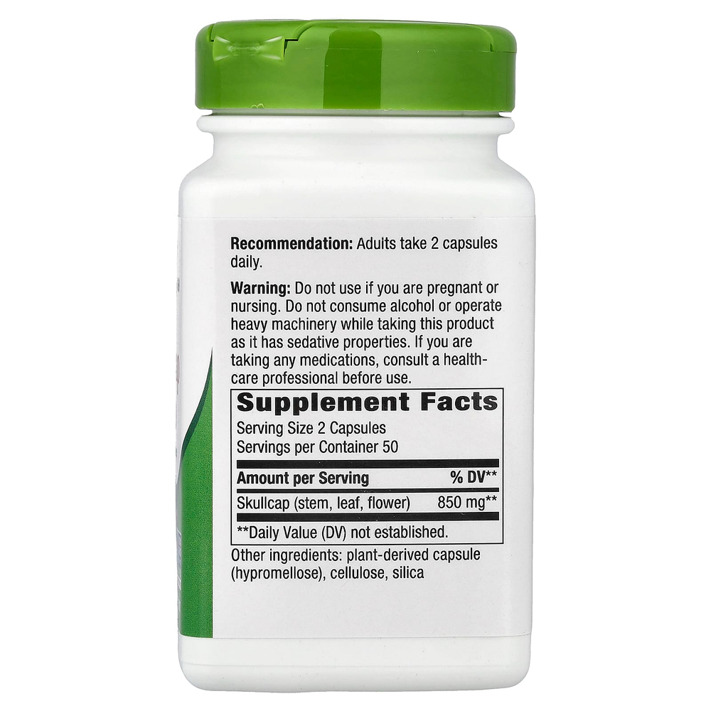 Nature's Way, шлемник, трава, 100 веганских капсул (425 мг в 1 капсуле)