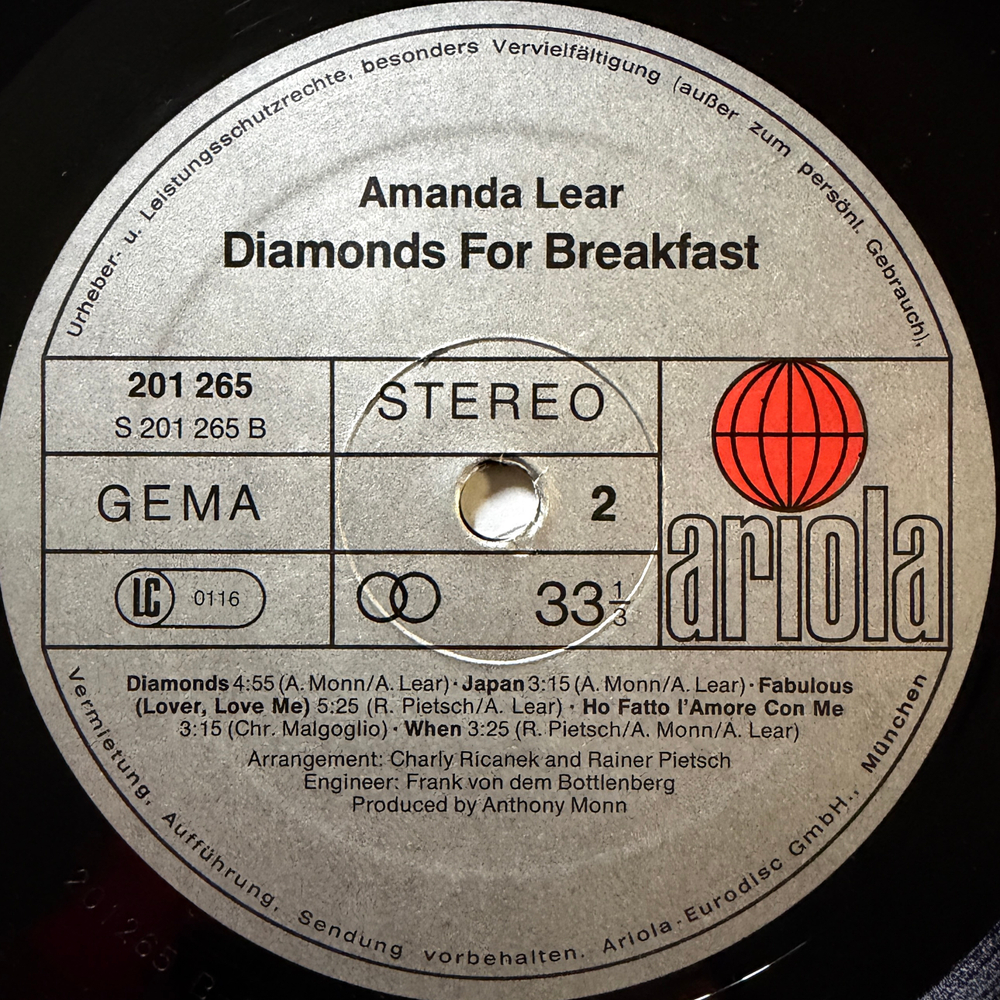 Amanda Lear – Diamonds For Breakfast (Германия 1980г.) Т