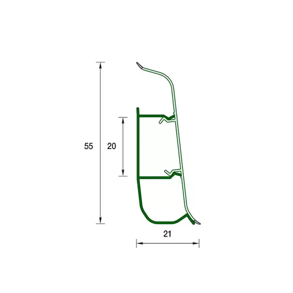 Плинтус напольный ПВХ "Деконика", 002 Светло-серый 2200х55х21 мм