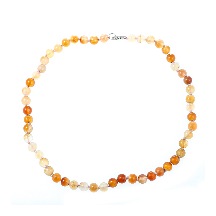 Бусы Агат, шар 0,8 см через узел, цвет бежево-оранжевый, 45 см