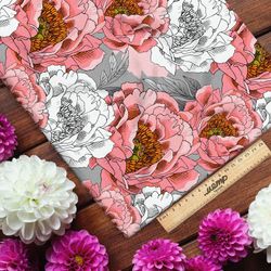 Ткань лен шикарные пионы