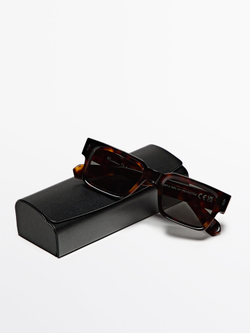 Massimo Dutti Солнцезащитные очки в квадратной оправе под черепаху, коричневый