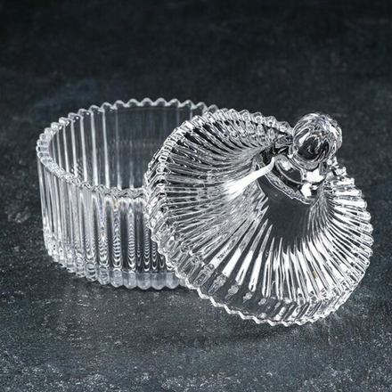 Сахарница стеклянная Доляна «Царская», 250 мл, 10,5×12 см, цвет прозрачный