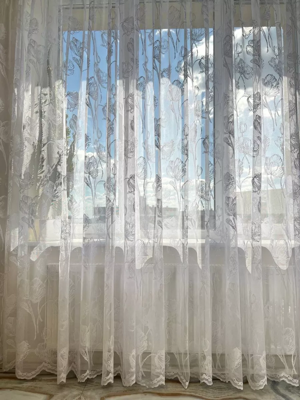 Тюль белая сетка Жаккард 600 x 250 см