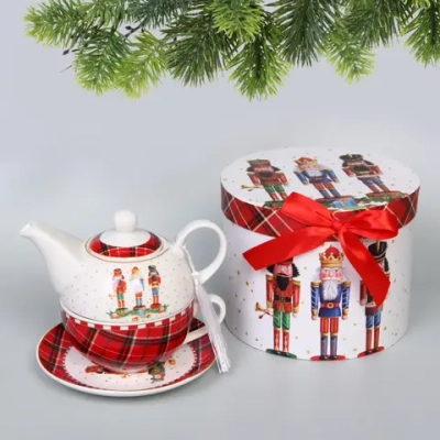 Набор чайный 3предмета ( чайник керамический 300мл+кружка 250мл+блюдце) «Щелкунчик»