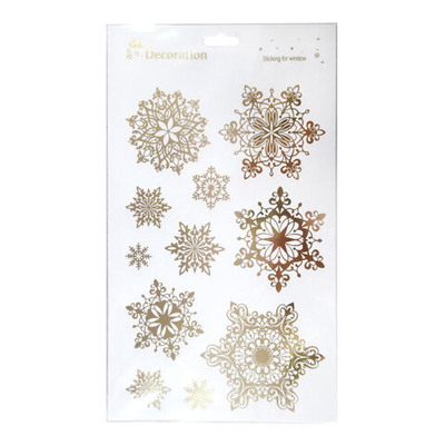 Новогодний декор, Наклейки "Золотые снежинки"  28*17 см