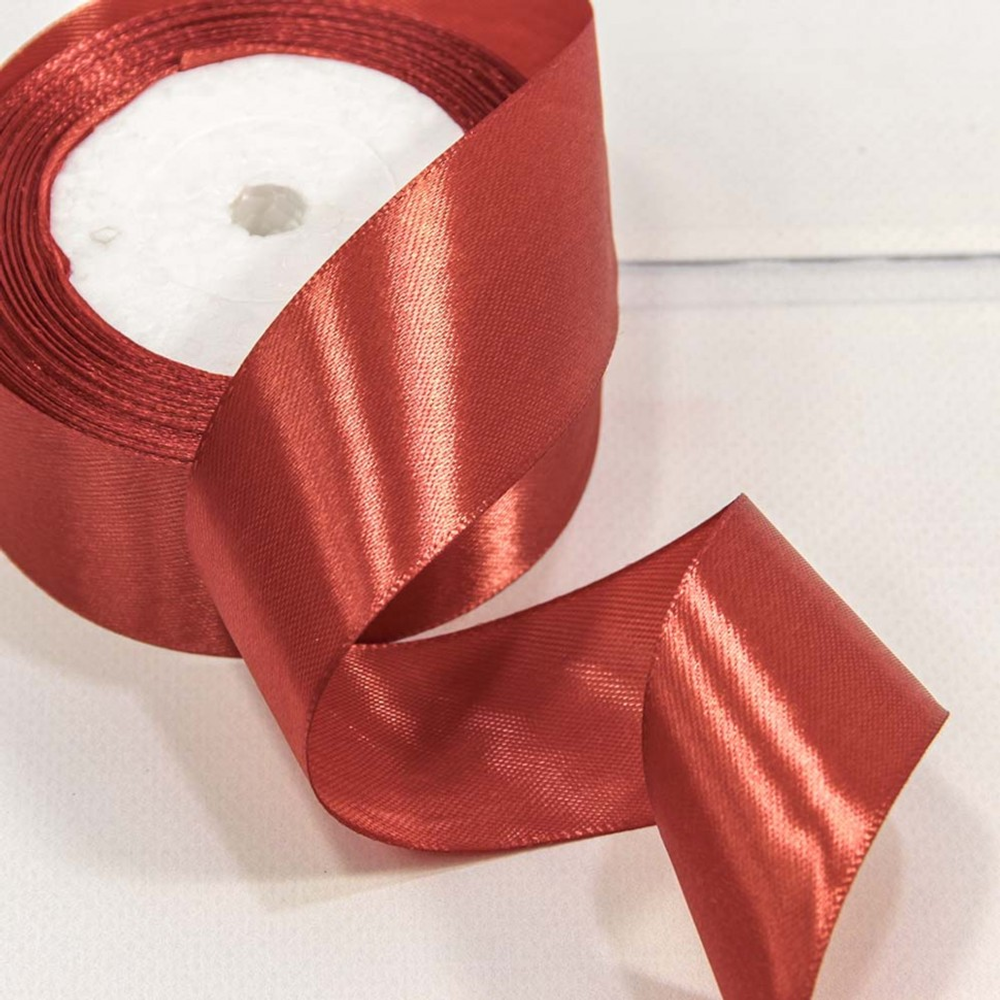 Лента Атласная 3,8см х 28м Сатин (Коричневый, Красный)