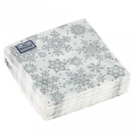 Салфетки бумажные 20*20 Арт Букет Серебряные снежинки, 2 сл., 30л