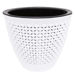 Кашпо для цветов пластиковое 1,6л d-16 см «Ротанг» Белый/Черный