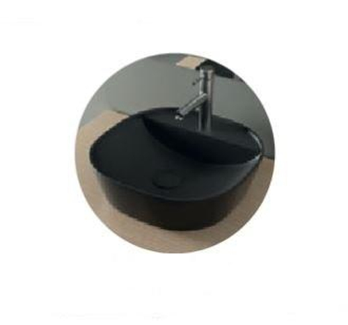 Раковина накладная овальная, с полочкой для смесителя 405x405x120 мм SPIN 40 CG.23596 матовый черный