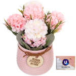 Цветочная композиция «Гортензия» 14*19см розовая в керамическом горшке HL-07