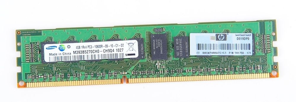 Модуль памяти HP 593911-B21 4GB (1x4GB) Single Rank x4 PC3-10600 (DDR3-1333) Registered CAS-9 Memory Kit , 591750-171