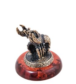 Народные промыслы AM- 556 Фигурка «Знак зодиака - Рак» (латунь, янтарь)