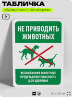 Табличка "Не приводить животных", для двора, дома, подъезда, 40х30 см, Silver Plane x Айдентика Технолоджи