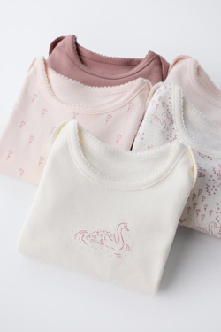 ZARA НАБОР ИЗ ПЯТИ БОДИ С ЛЕБЕДЯМИ, РОЗОВЫЙ