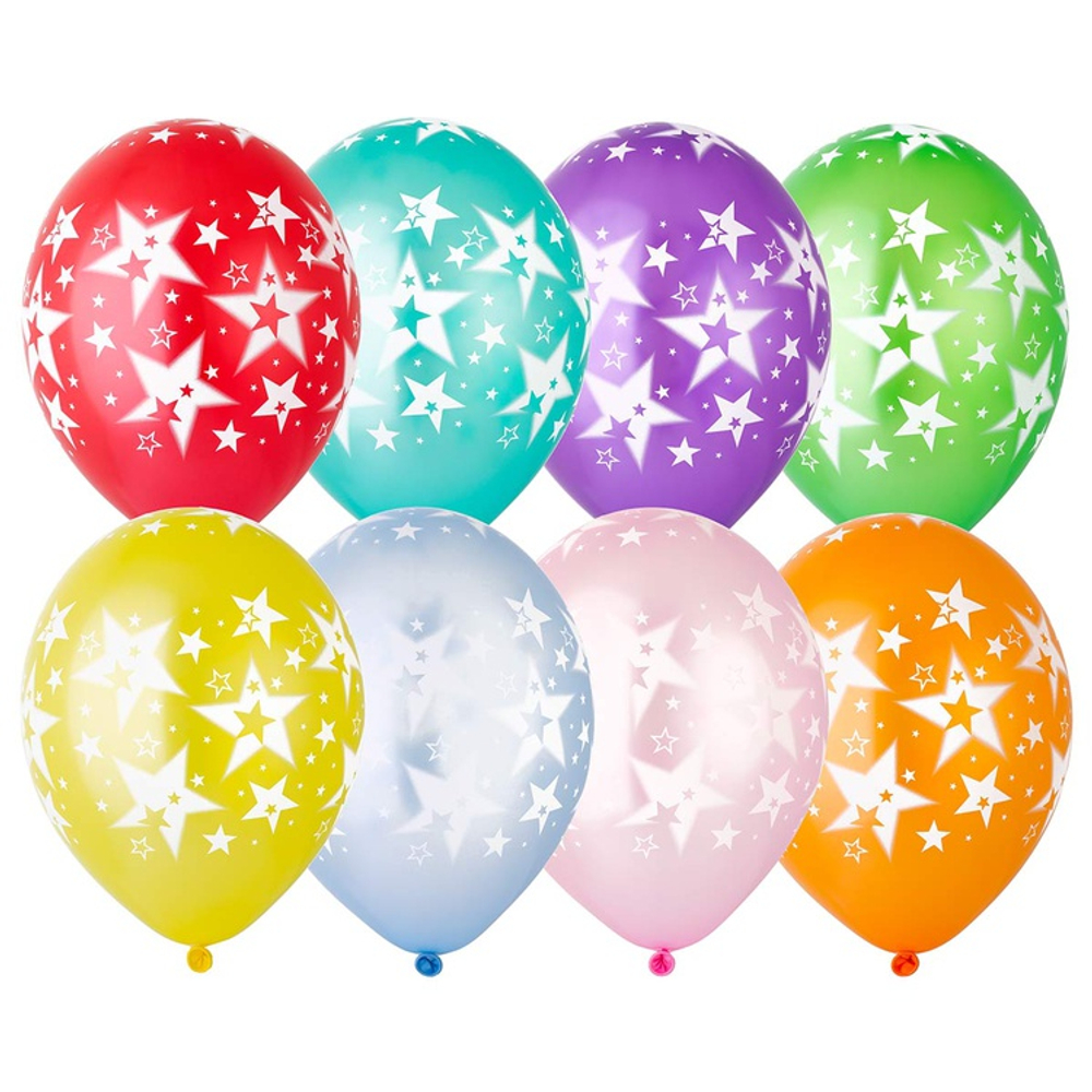 Шар латексный 35см Звезды Большие (Ассорти)