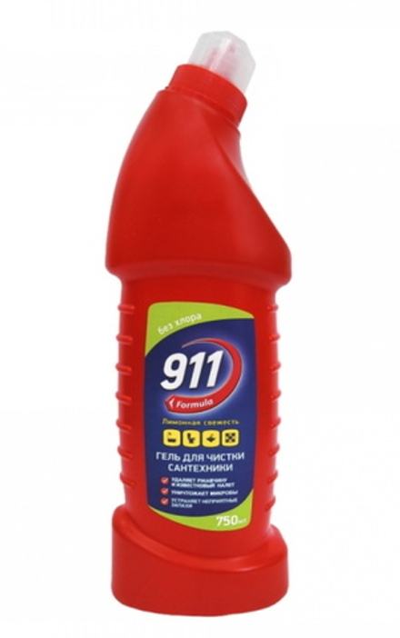 Гель для чистки сантехники "911 Лимонная свежесть" 750мл Sellwin PRO