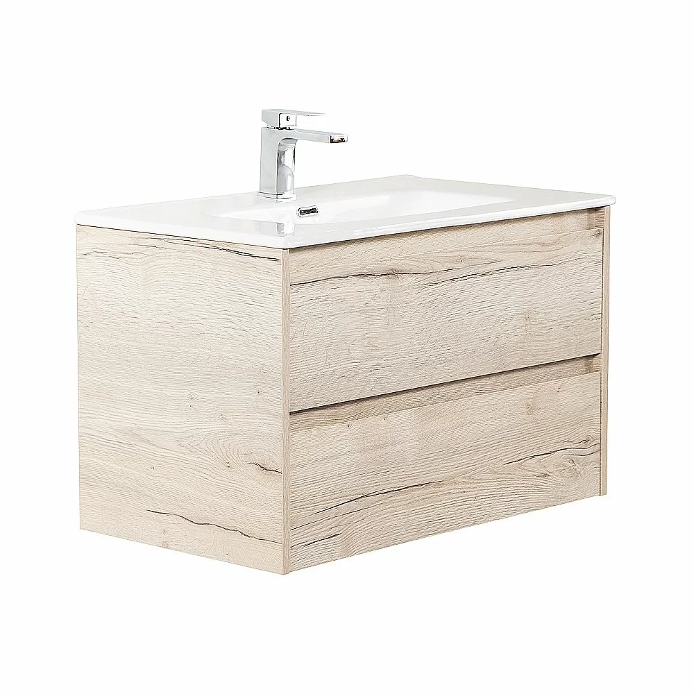 Тумба с раковиной BelBagno KRAFT 100 2C-SO/BB1000ETL Rovere Galifax Bianco