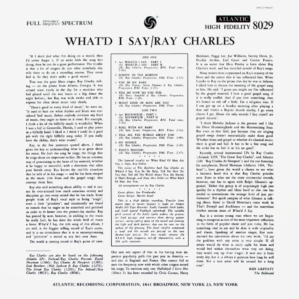 Ray Charles / What'd I Say (Mono)(LP)
