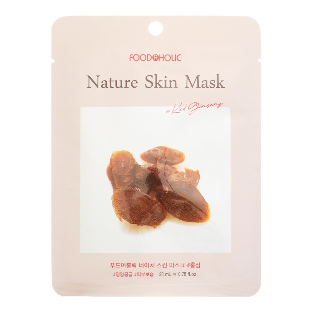 FOODAHOLIC NATURE SKIN MASK #RED GINSENG Тканевая маска для лица с экстрактом красного женьшеня