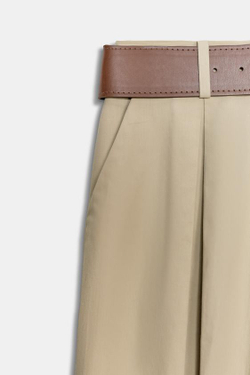 ZARA БРЮКИ-КЮЛОТЫ С РЕМНЕМ, МЯГКИЙ КАШТАНОВЫЙ