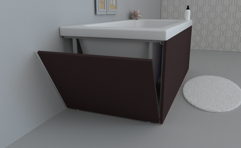 Экран для ванны торцевой откидной левый TE-2L-210 темно-коричневый матовый soft touch