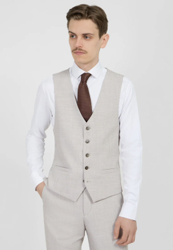 Мужской классический костюм в клетку (бежевый) А40