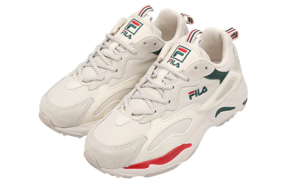 FILA Tracer Tekno shock absorption, non-slip, wear-resistant, low-cut daddy shoes for men and women with the same gray, green and red Korean version