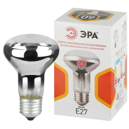 Лампа накаливания ЭРА R63-60-E27-230 60Вт 230В рефлектор цветная коробка E27