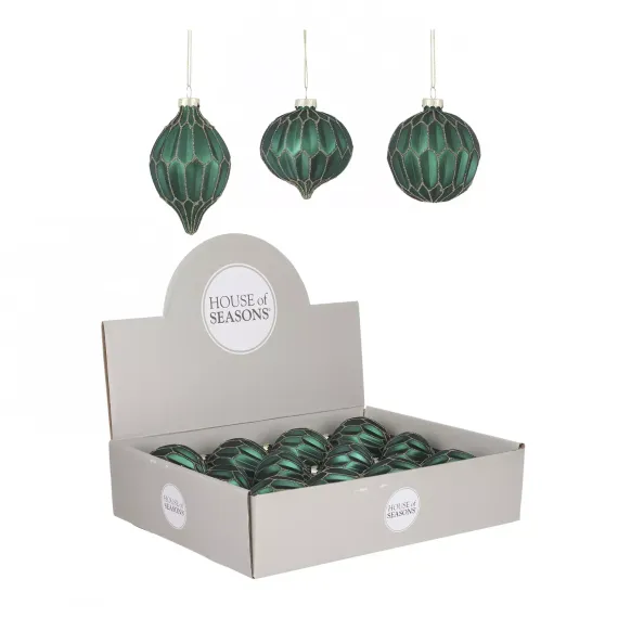 Набор стеклянных украшений Жаклин 80 мм., изумрудный, 9 шт., Christmas DeLuxe (13032)