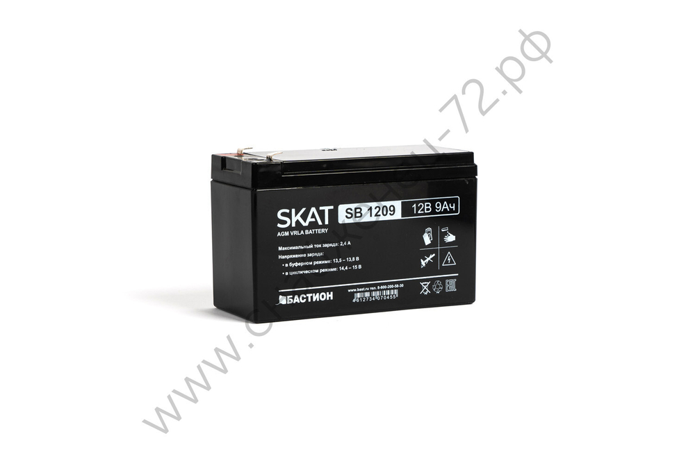 SKAT SB 1209 АКБ свинцово-кислотная тип AGM 12V 9Ач Iзар. 2,7 А, ножевые клеммы