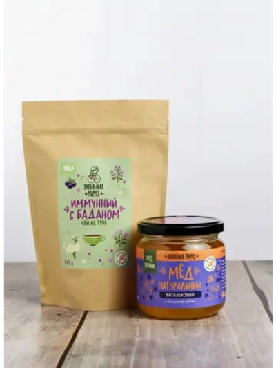 Набор иммунного чая с баданом и мёдом №4