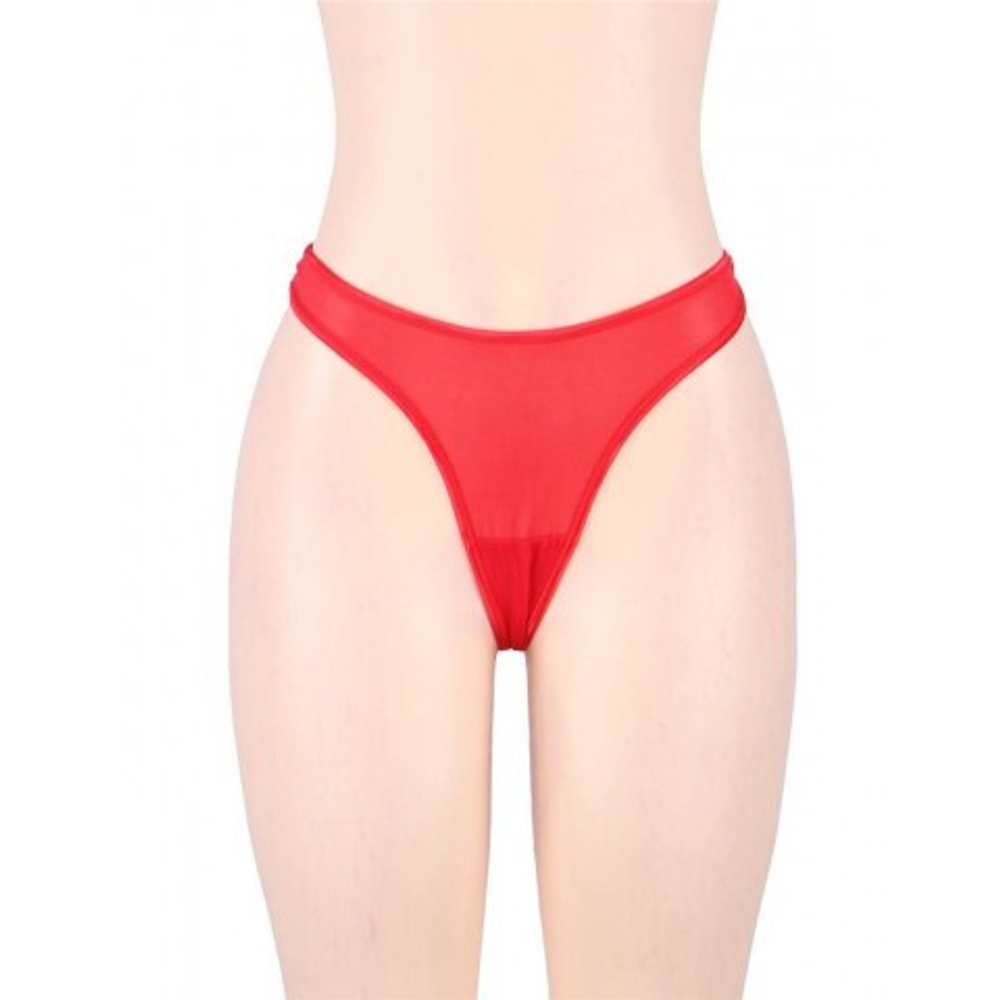 Пояс красный для чулок с ремешками на клипсах (XS-S)