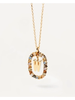 Колье Буква W серебро 925 пробы покрытое золотом