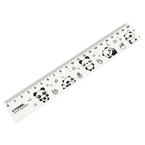 Линейка 20см СТАММ "Панды", пластик