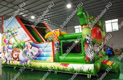Надувной батут "Мир сафари" с цветным полом 8*4*5 м,