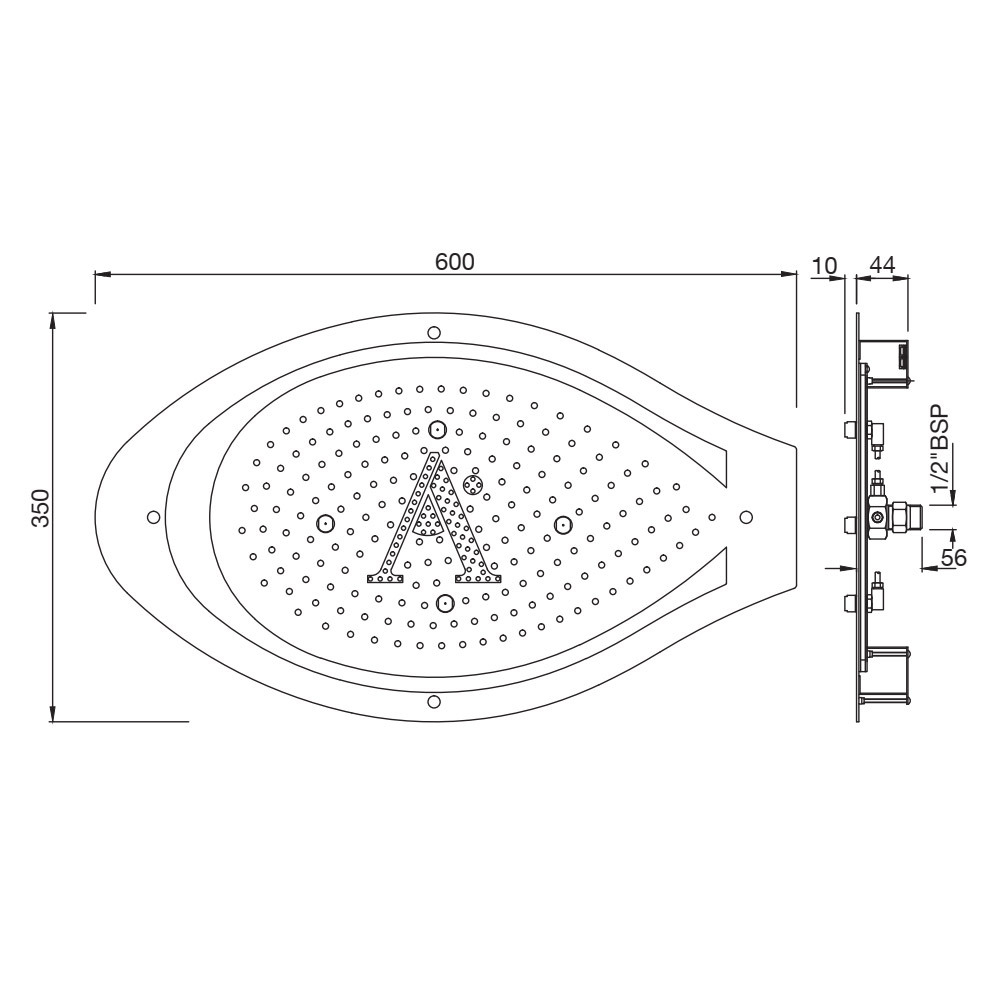 Artize, потолочный душ, Tiaara, 2-режимн., 600х350 мм,  Хром TIA-CHR-73859