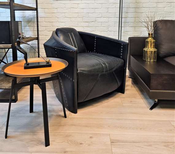 Журнальный столик Hush Leather Plate, Ø48х49 см