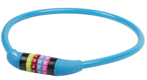 Замок вело кодовый (4 разряда, цветные символы) 12х650мм СИЛИКОНОВЫЙ СИНИЙ (60) M-WAVE